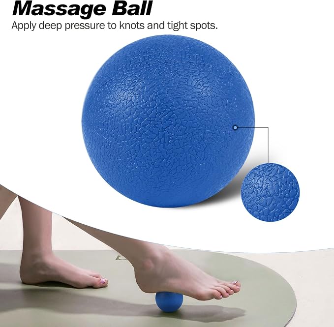 5 in 1 Foam Roller Set High Density Patented Foam Roller for Exercise | Foam Roller Massage Stick, Massage Ball, Resistance Band for Deep Muscle Massage Yoga Trigger Point Release Blue Diamond
