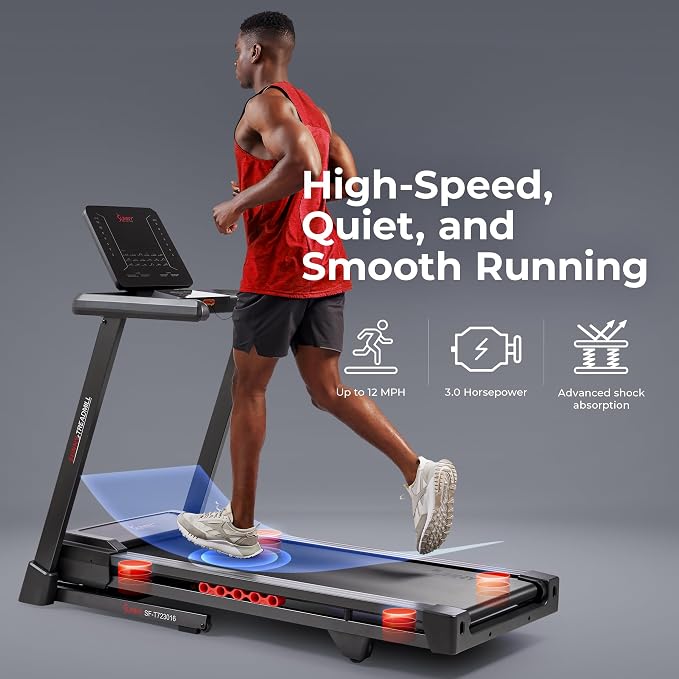 Sunny Health & Fitness 20" x 55" Auto Incline Treadmill with Folding Deck