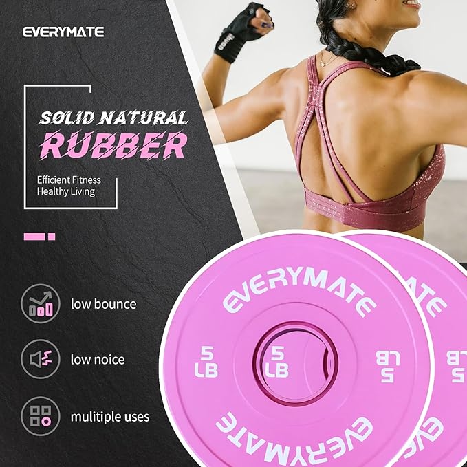 EVERYMATE Change Weight Plates 1.25LB 2.5LB 5LB Set Fractional Olympic Bumper Plates for Cross Training Steel Insert Strength Training