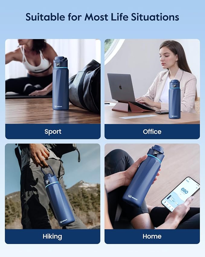 WaterH BOOST Smart Water Bottle Tracker with Reminder to Drink Water, 32oz | Double Wall Vacuum Insulated Stainless Steel, BPA-Free, Leakproof, Smart App Tracking, Travel-Friendly Wide Mouth for Office