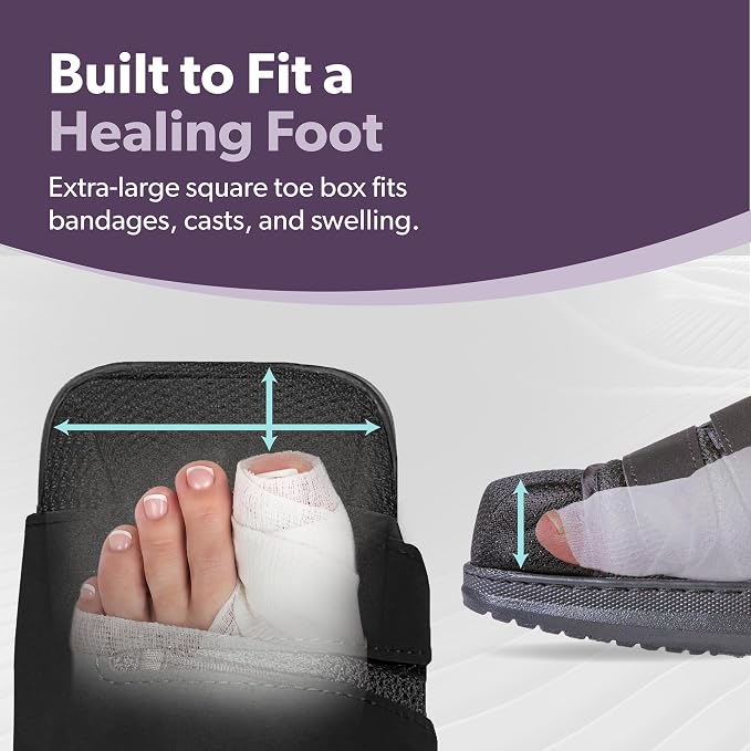 BraceAbility Closed Toe Medical Walking Shoe - Lightweight Broken Toe Cast Boot, Fractured Foot Brace for Metatarsal Stress Fracture, Post-op Bunion, Hammertoe Surgery Recovery - For Men or Women (L)