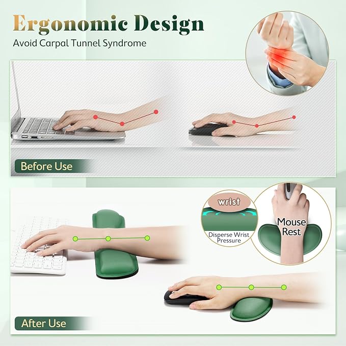 Gimars Upgrade Enlarge Silky and Superfine Fabric Gel Memory Foam Keyboard Wrist Rest Set, Ergonomic Keyboard Mouse Wrist Support for Typing Pain Relief, Comfort for Office, Gaming, Computer