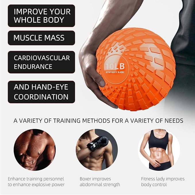Medicine Ball 8, 10 lbs Slam Ball Weighted Balls for Exercise Strength and Crossfit Workout