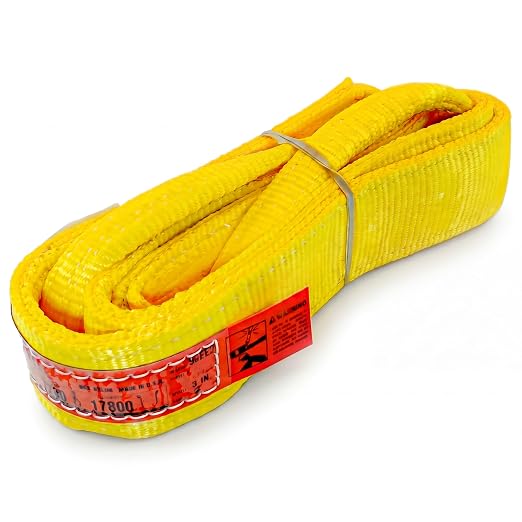 DD Sling 3 Inch x 8 Foot Nylon Lifting Sling – USA Made, 8,900 lb Vertical, 7,200 lb Choker, 17,800 lb Basket – 2-Ply Heavy Duty 900 Webbing, Type 4 Twisted Eye & Eye Rigging Sling