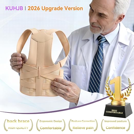 Posture Corrector for Women & Men, Adjustable Full Back Brace Support | Breathable Shoulder Straightener, Upper and Lower Back Pain Relief, Scoliosis & Hunchback Correction, Under Clothes