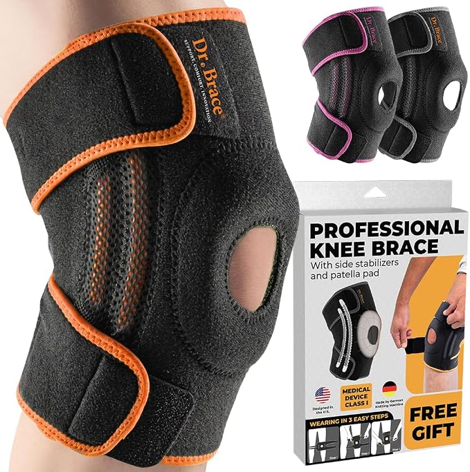 DR. BRACE ELITE Knee Brace with Side Stabilizers & Patella Gel Pads for Maximum Knee Pain Support and fast recovery for men and women-Please Check How To Size Video (Mars, Medium)