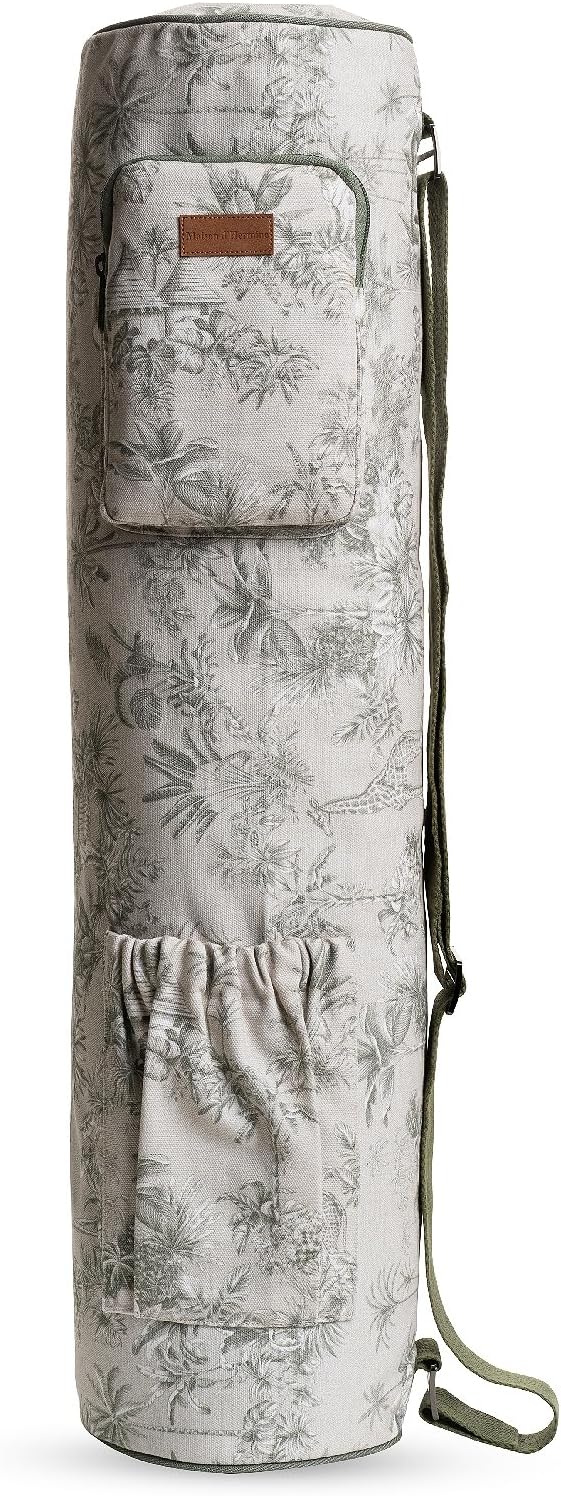 Maison d' Hermine Yoga Mat Duffle Bag Gym Tote Yoga Mat Carry Bag | Cylindrical bag for Woman Men Gifts Adjustable shoulder straps with Drawstring Water Bottle Pocket and zipper pocket