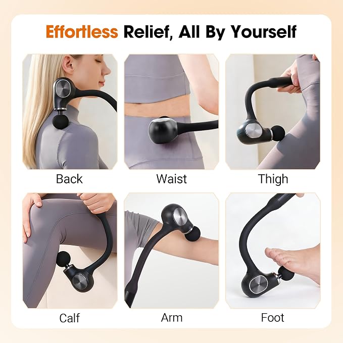 Brushless Motor Massage Gun with Upgraded Extension Handle, Black Silver