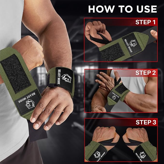 TECEUM Elastic Cotton Weightlifting Wrist Wraps with Thumb Loops, 1 Pair