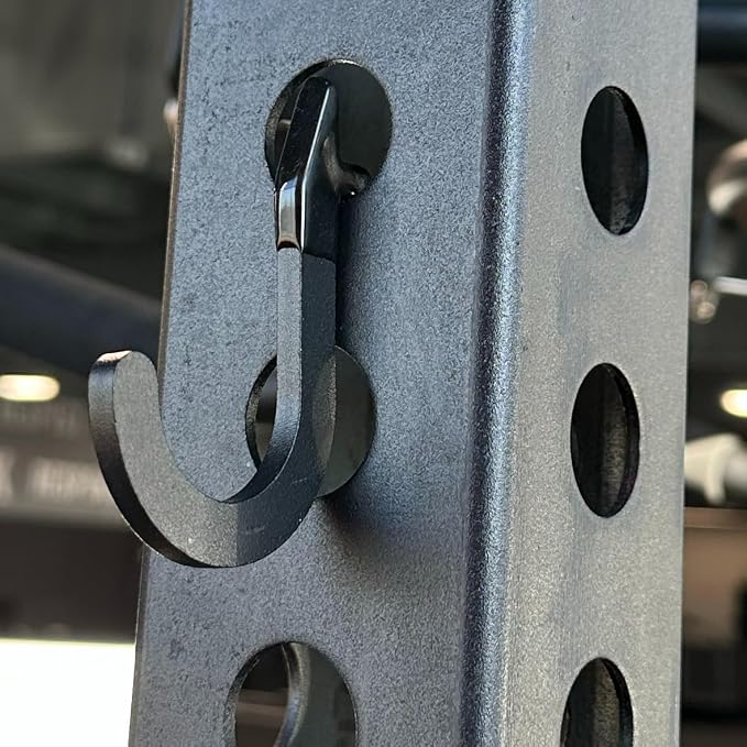 8PSC Power Rack Attachments Hooks,Squat Rack Accessories Hook,DIY Storage Hook for Resistance Bands Barbell Collars and Gym Accessories (2PCS-Black)