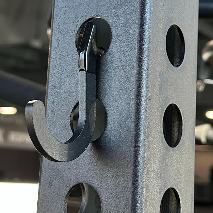 8PSC Squat Rack Accessories Hook Holder,Power Rack Attachments Hooks,DIY Storage Hook for Resistance Bands Barbell Collars and Gym Accessories (Black)