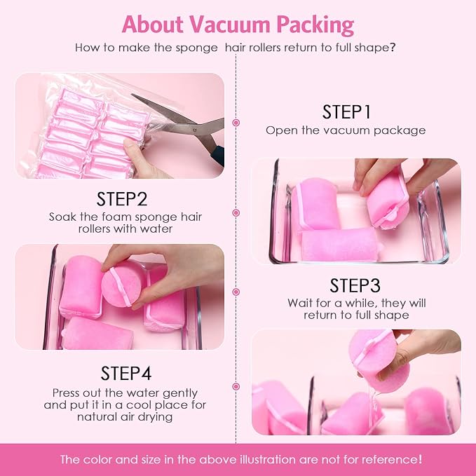 Syhood 12 Pcs Jumbo Foam Sponge Hair Rollers 1.89 Inch Soft Sleeping Curlers Flexible Large Foam Rollers and Rat Tail Comb for Hair Styling(Pink)