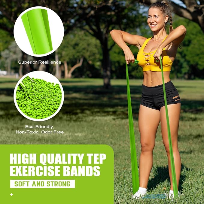 HPYGN 3 Levels Non-Latex Exercise Bands for Physical Therapy & Yoga, Professional Resistance Bands Set for Working Out, Strength Training, Pilates & Rehab, TPE Elastic Stretch Bands for Seniors, Women