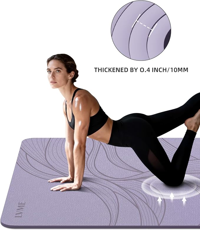 Large Yoga Mat (75.5"x47.6"x0.4"）Extra Wide & Thick 10mm | Non-Slip Exercise Mat, High-Density TPE Mat for Yoga Pilates & Home Gym Workouts