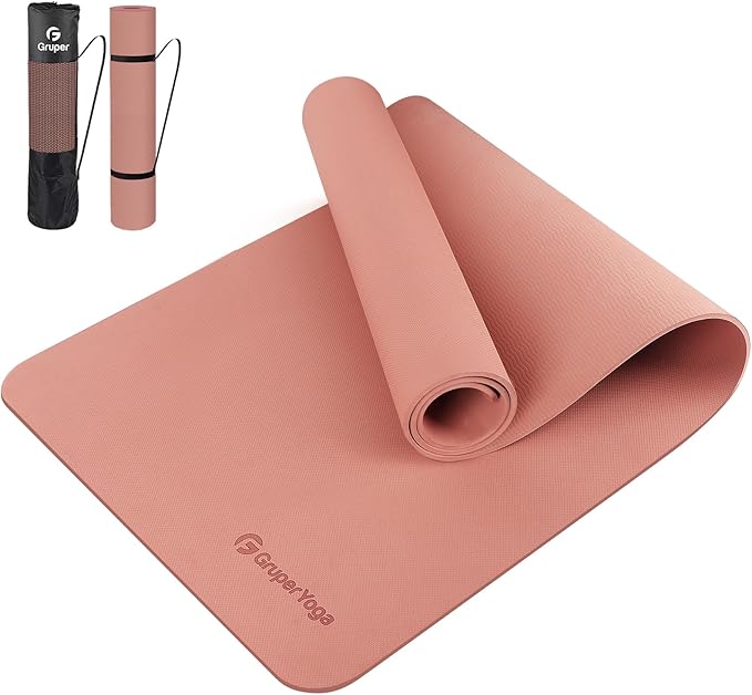 Gruper Yoga Mat Non Slip, 72"L x 24"W x 0.24"/0.32"TH, Anti-Tear Exercise Mat with Carrying Strap and Bag, Pro TPE Yoga Mats for Women, Workout Mats for Home, Pilates and Floor Exercises