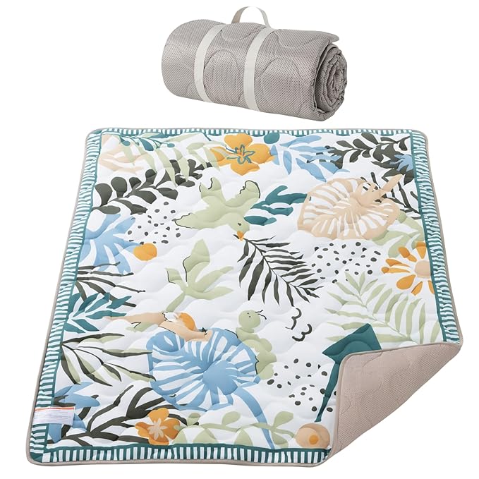 Momcozy Baby Play Mat for Floor, 59"x71" Thickened Playpen Mat | Playmate for Baby Tummy Time, Waterproof & Non-Slip, Foldable Outdoor Mat with Carrying Handle, Forest World