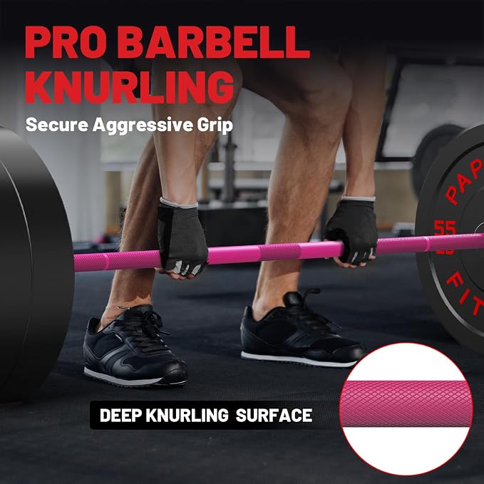 PAPABABE 7ft Barbell 45lb Olympic Barbell 1000/1500lbs Capacity Home Gym | 7ft 45lb 2" Olympic Barbell, 1000/1500lbs Capacity, Hybrid Needle Bearings & Bushings for Squat Curl Deadlift