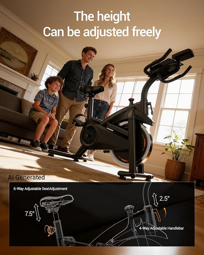 CURSOR FITNESS Exercise Bike, Stationary Bikes for Home with Brake Pad | Low Noise Indoor Bike for Home with Exclusive App, Workout Bike with Tablet Mount for Weight Loss, 300 lb Weight Capacity
