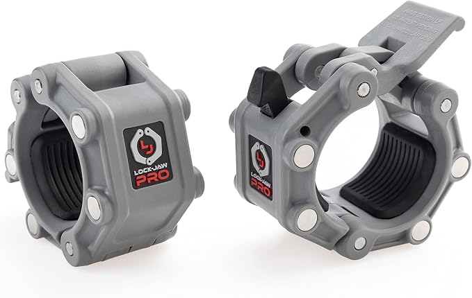 Lock-Jaw PRO 2 Barbell Collars with Magnets Barbell Clamps - 1 Pair Heavy Duty Bar Clamps for 2” & 50mm Olympic Bars – Secure Weight Bar Clamps for Strength Training & Home Gym Accessories