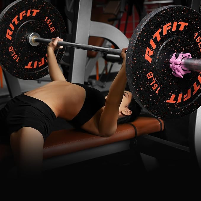 RitFit Bumper Plates, Colored Fleck-Rubber Weight Plates with Steel Insert, 2-inch Olympic Weight Plates for Weight Lifting and Strength Training