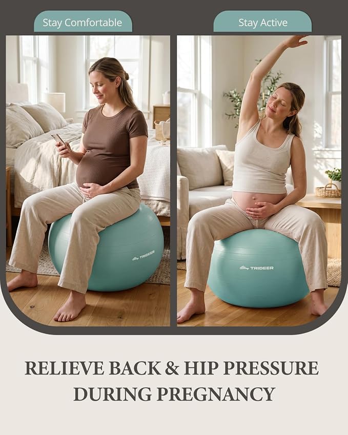 Trideer Exercise Ball, Stability Yoga Ball for Physical Therapy, Active Sitting, Pregnancy & Birth Labor Prep, Core Strength, Balance Training, Posture Improvement and Daily Stretching, 55/65/75cm