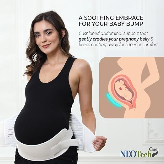 NeoTech Care Pregnancy Belly Band, Maternity Belt, for Pregnancy Belly Support, Back/Pelvic Support (Size XL, Ivory Color)