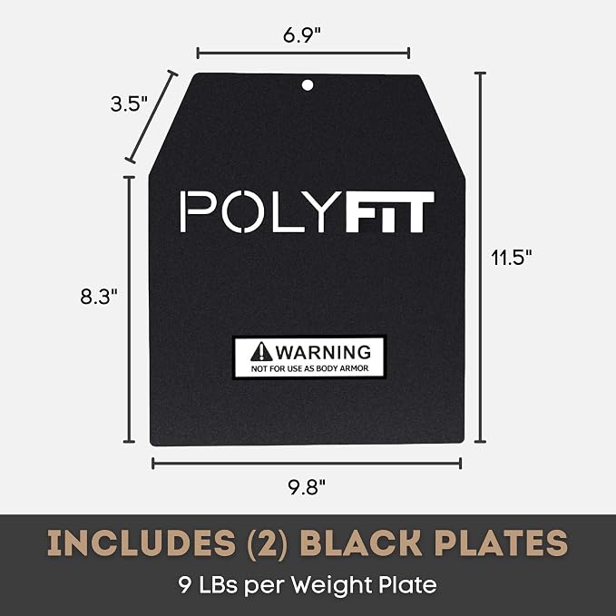Polyfit Weight Vest Plates - Weighted Plates for Strength Training Vests | Sold in pairs, 4/6/9/14/19 lb options, steel construction, fits Polyfit vests, rucking backpacks and most weighted vests