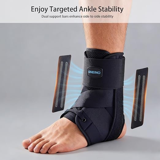 Ankle Brace for Women Men - Ankle Support Brace for Sprained Ankle,Ankle Stabilizer for Achilles,Tendon,Sprain,Injury Recovery,Lace up Ankle wrap for Running,Basketball,Volleyball (Medium, Ankle Brace)