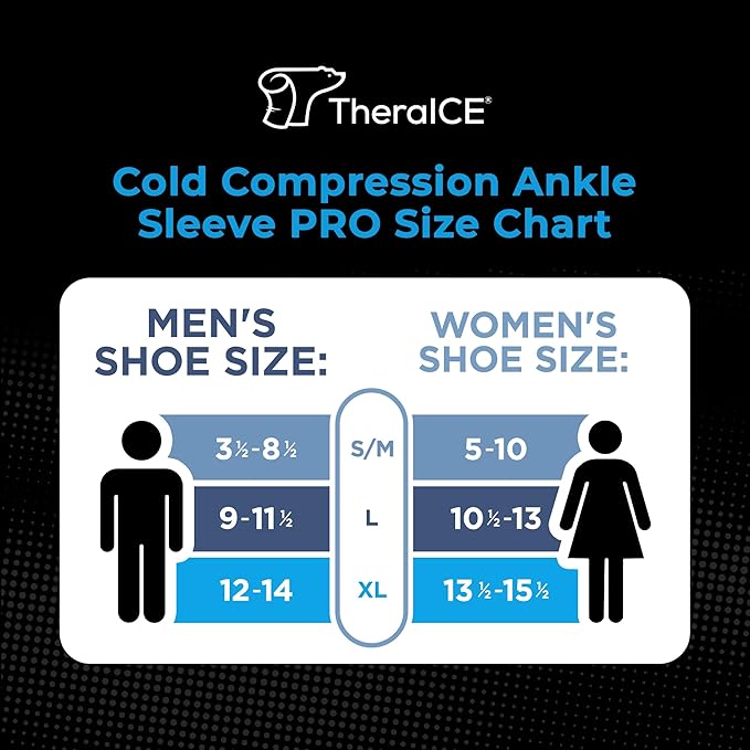 TheraICE Ankle Ice Pack Wrap PRO for Swelling, Sprained Ankle Support | FocusZone Extra Cooling, Foot & Heel Ice Wrap for Achilles Tendonitis, Plantar Fasciitis