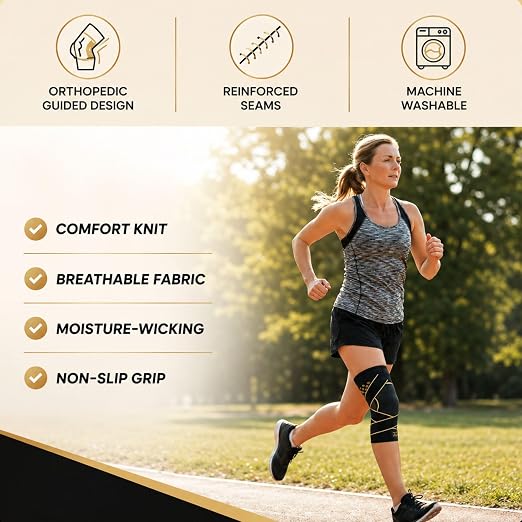 CopperJoint Knee Sleeve with Straps for Women & Men, Adjustable Targeted Knee Support Sleeve for More Secure Compression and Daily Activity, Single Sleeve Only