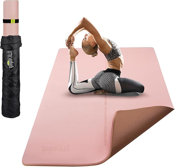Gogokiwi Large Yoga Mat (6'x4') – 1/4" & 1/2" Thick Exercise Mats for Home Workout, Extra Wide Workout Mats for Home Gym, Yoga, Pilates, Stretching, Floor & More