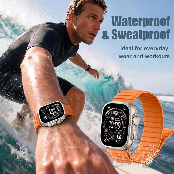 Magnetic Sport Silicone for Apple Watch Ultra 3 2 Band 49mm 46 45 44mm Men | Upgraded Magnet,Two-Tone Design,Waterproof,Soft Loop Strap for iWatch Ultra 3/2 Series 11 10 9 8 7 6 5 4 SE 46mm 45mm 44 49