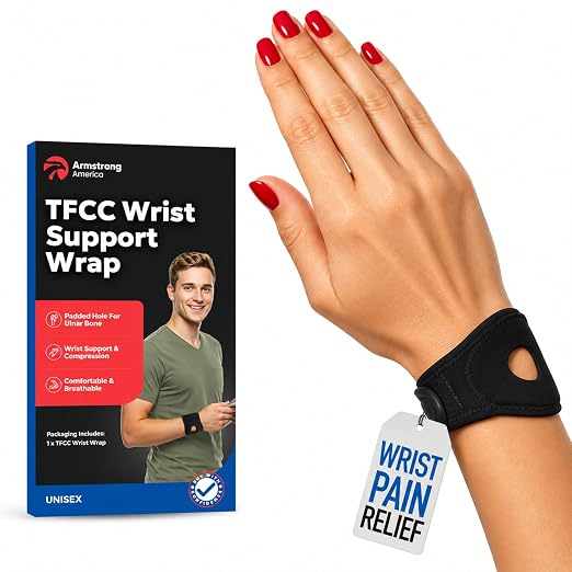 Wrist Wrap Compression Wrist Brace For TFCC Tears | Carpal Tunnel Pain & Tendonitis Relief | Padded Hole For Ulnar | Wrist Support For Working Out | Wrist Wraps for Men Women | Fits Both Wrists