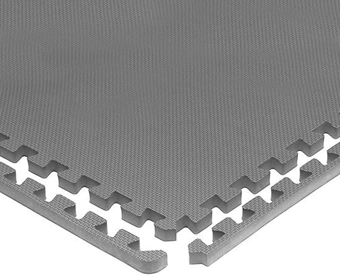 BalanceFrom Puzzle Exercise Mat 1/2" Thick, EVA Interlocking Foam Floor Tiles for Home Gym, Mat for Home Workout Equipment, Floor Padding for Kids, Gray, 24 in x 24 in x 1/2 in, 24 Sq Ft - 6 Tiles | Tiles for Home Gym, Mat for Home Workout Equipment, F...