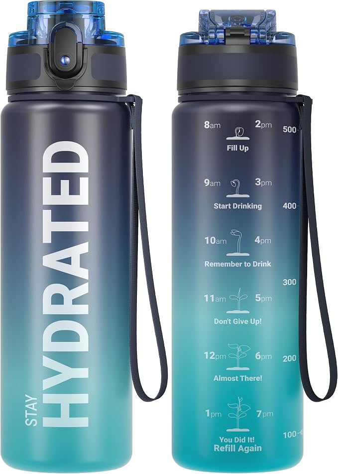 Sahara Sailor Water Bottle 17oz, Durable and Leakproof Water Bottles Motivational with Time Marker, Tritan, BPA Free, Wide Mouth with Easy Clean Brush for Gym, Travel, Home, School, Office (1 Bottle) | Bpa Free, Leakproof Wide Mouth With Fast Flow Lid ...