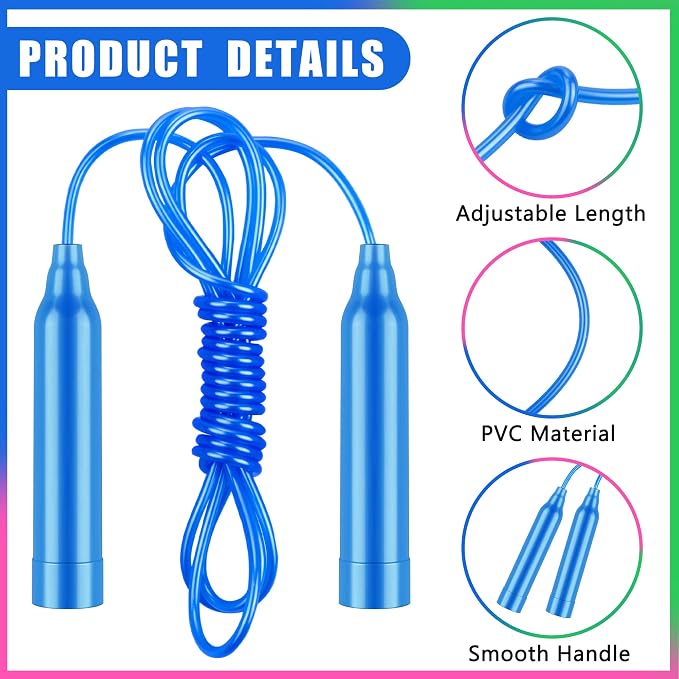 Aodaer Jump Rope Set, Colorful Outdoor Jump Ropes, 7.3 Feet Adjustable Skipping Rope for Outdoor Fun Activity Sport Party Favor
