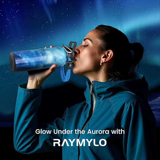 RAYMYLO Insulated Water Bottle 40 oz, Triple Wall Vacuum Stainless Steel | (Cold for 36Hrs, Hot for 18Hrs), Leak Proof & Non-BPA, Modern Water Flask Jug with Paracord Handle & Straw Spout Lids