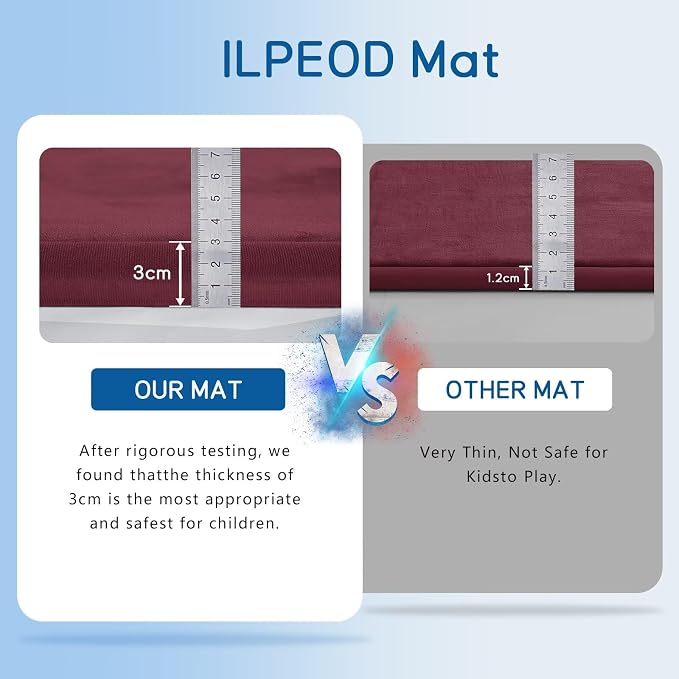 Baby Play Mat for Floor Nursery Muscle Mat Area Playroom Rug 39"x59" Elastic Foam 1.3" Thick Crawling Mat for Babies,Toddlers, Infants,Kids (Burgundy)