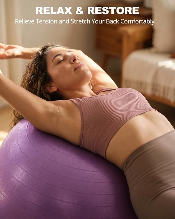Trideer Yoga Ball for Exercise, Pilates, Core & Balance Training, Stability Ball for Pregnancy & Birthing Prep, Physical Therapy, Daily Stretching, Office Chair for Active Sitting, Quick Pump Included