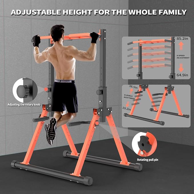 Z ZHICHI Foldable Pull-Up Dip Station Weight Capacity 400LBS
