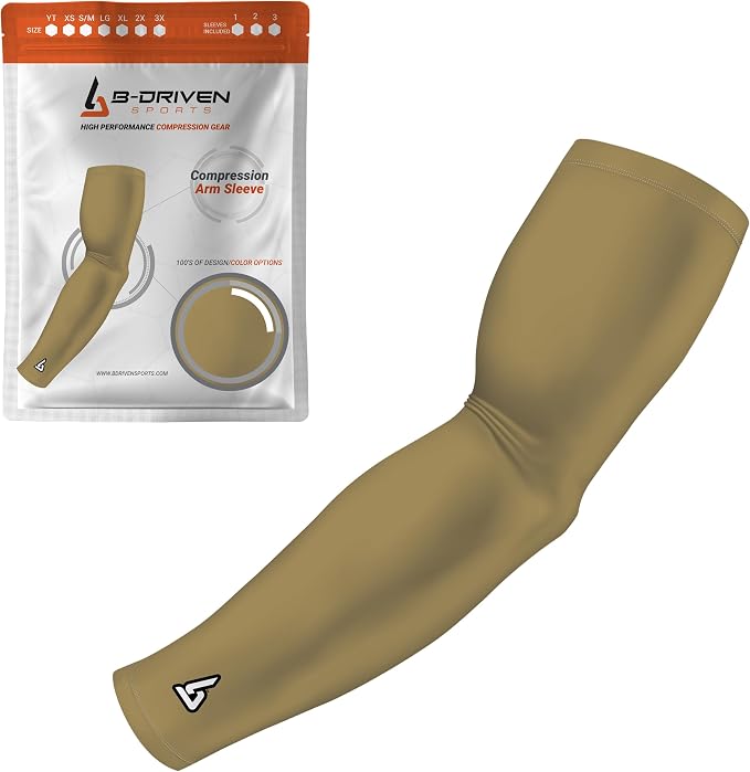 Pro-Fit Compression Arm Sleeve for Men, Women & Youth, Volleyball Baseball Basketball Weightlifting - Single