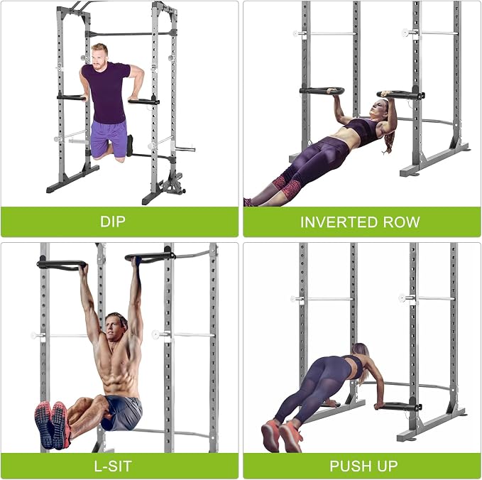 SELEWARE Dip Bar Attachment for Power Rack, 2 x 2 Tube, Multi Grip Handle | Fully Welded Steel Design, Stable Support for Dips, Pull Ups and Strength Training, Ideal for Home Gym Workouts