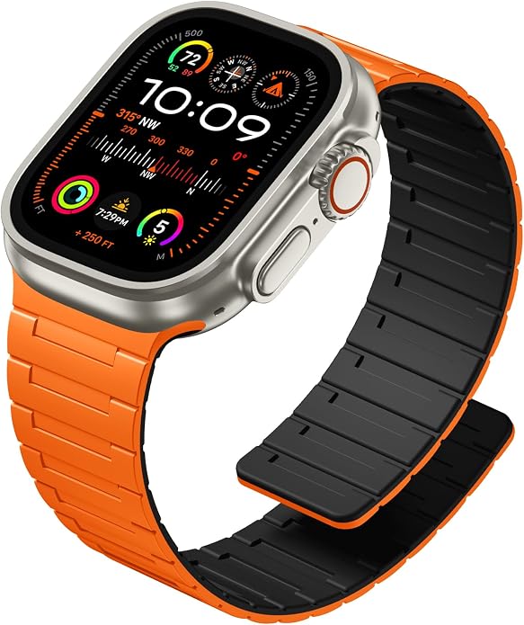 SNBLK Magnetic Watchband Compatible with Apple Watch for Men 44mm 45mm 46mm 49mm 42mm 41mm 40mm 38mm Women, Silicone Sport Strong Magnet Strap for iWatch Series 11 Ultra 3 Ultra 2 Se 10 9 8 7 6 5 4 1