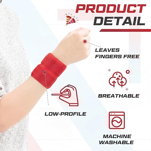 4 Pack Wrist Brace Adjustable Wrist Support Sport Straps for Tendonitis Carpal Tunnel Arthritis Gymnastics Wraps Pain Relief for Football Cheerleaders Fitness Weightlifting(Red)