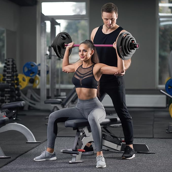 RitFit Barbell Weight Set - 4/6FT Olympic Barbell with Weight Plates (55-115LB Total) - Weightlifting Equipment for Squats, Curls, Deadlifts, Presses, Hip Thrusts