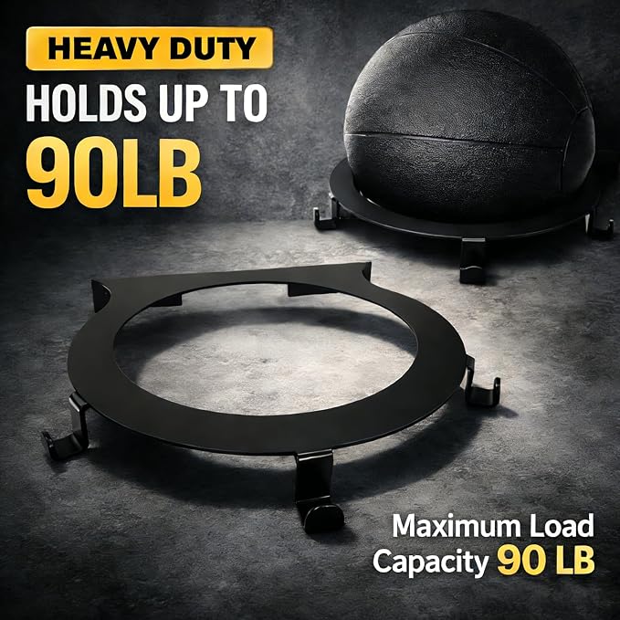 Medicine Ball Rack, Wall Mount Gym Storage Holder 90 LBS | Heavy Duty Storage Rack – Holds up to 90 lbs and organizes medicine balls, wall balls, and slam balls for easy access.
