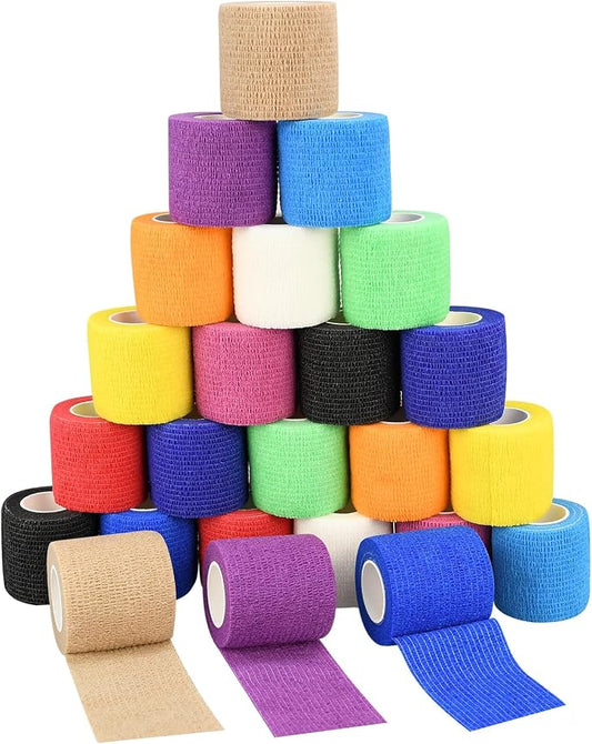 6pcs 2in Self Adhesive Bandage Wraps, 12 Colors, 5 Yard Wraps for Sports