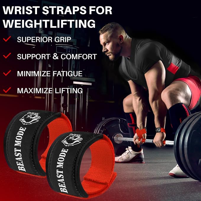 TECEUM Neoprene Padded Cotton Lifting Straps for Weightlifting, 1 Pair