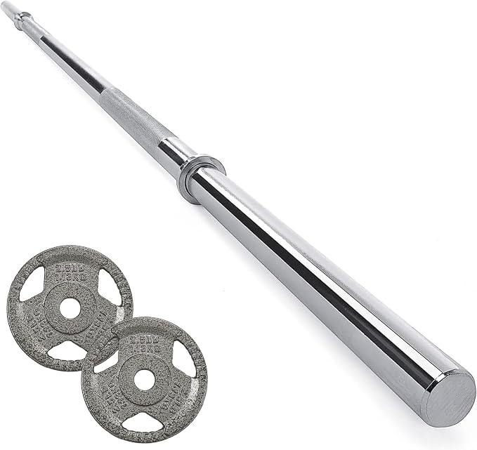 Fitvids 1 Inch Standard Barbell Bar, 6 Feet Basic Bearbell Bar for Home Gym Strength Training, Includes Pair of 2.5LB Weight Plates