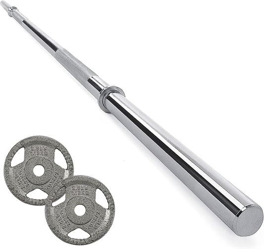 Fitvids 1 Inch Standard Barbell Bar, 6 Feet Basic Bearbell Bar for Home Gym Strength Training, Includes Pair of 2.5LB Weight Plates